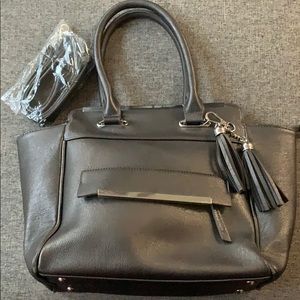 Gunmetal metallic satchel
